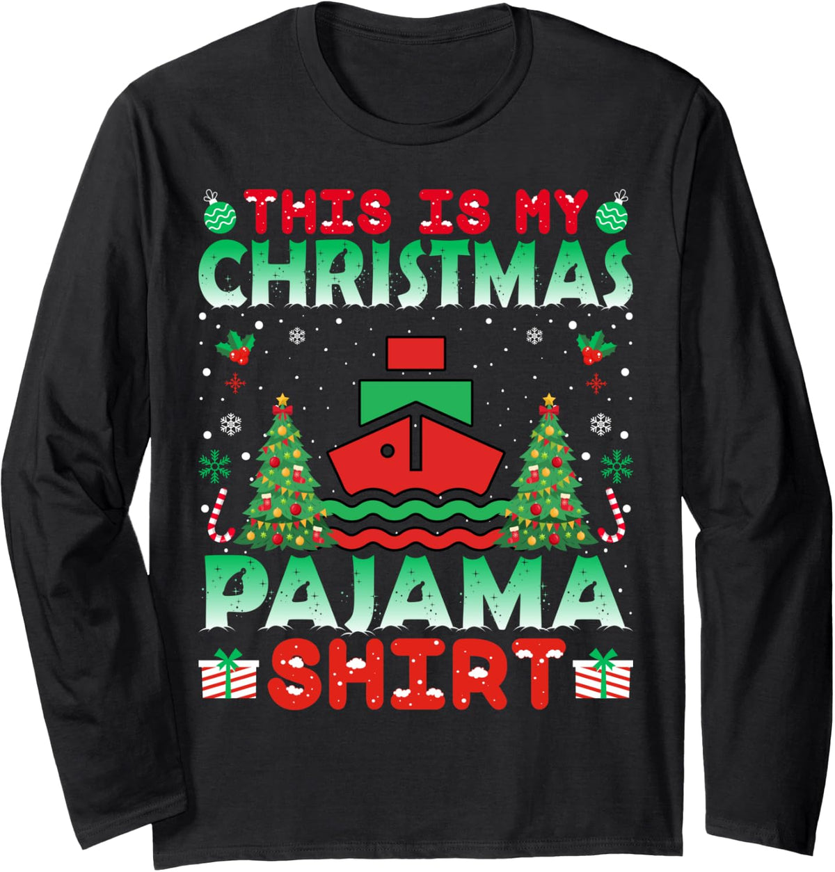 Boating Christmas Pajama Shirt Boating Christmas Holiday Long Sleeve Long Sleeve T Shirt Viral TikTok Find Fan Favorite