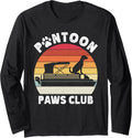 Pontoon Paws Club Boat And Dog Pontooning Boater Captain Long Sleeve Long Sleeve T Shirt Streetwear Style Everyday Wear