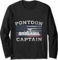 Cool Pontoon Captain Art For Men Women Pontoon Boat Long Sleeve Long Sleeve T Shirt Comfort Fit Gift Ready