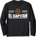 Boat Captain Boating Anchor Pontoon Capitan Long Sleeve Long Sleeve T Shirt Premium Print Everyday Wear