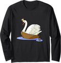 Swan Swans Fairy Tale Figurine Boat Boats Child Children Long Sleeve Long Sleeve T Shirt Streetwear Style Everyday Wear