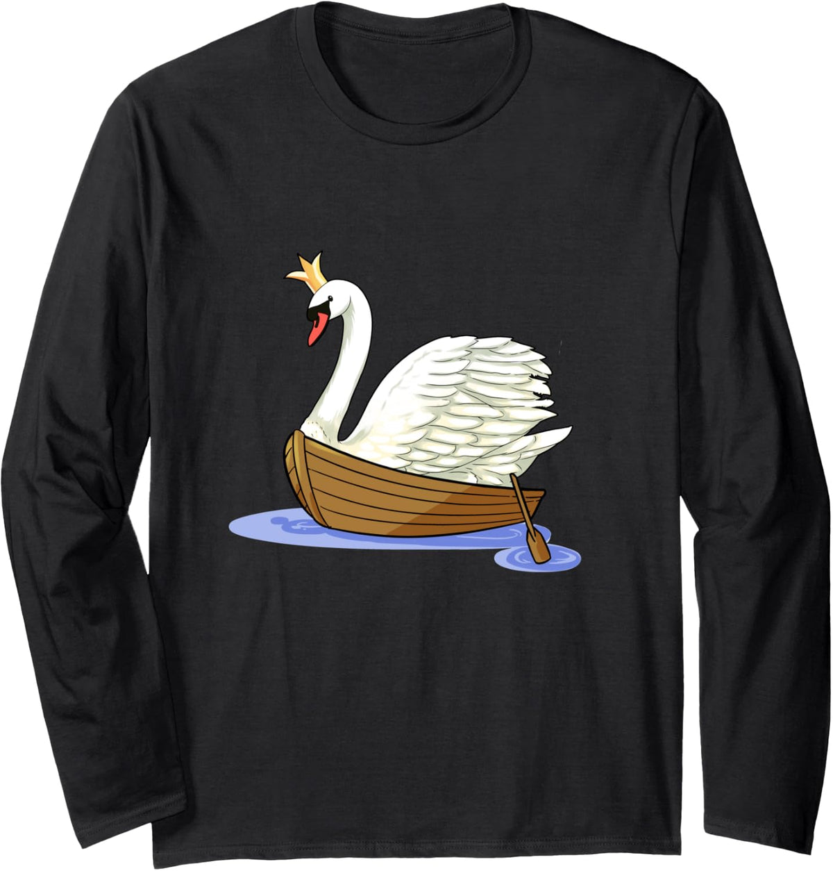 Swan Swans Fairy Tale Figurine Boat Boats Child Children Long Sleeve Long Sleeve T Shirt Streetwear Style Everyday Wear