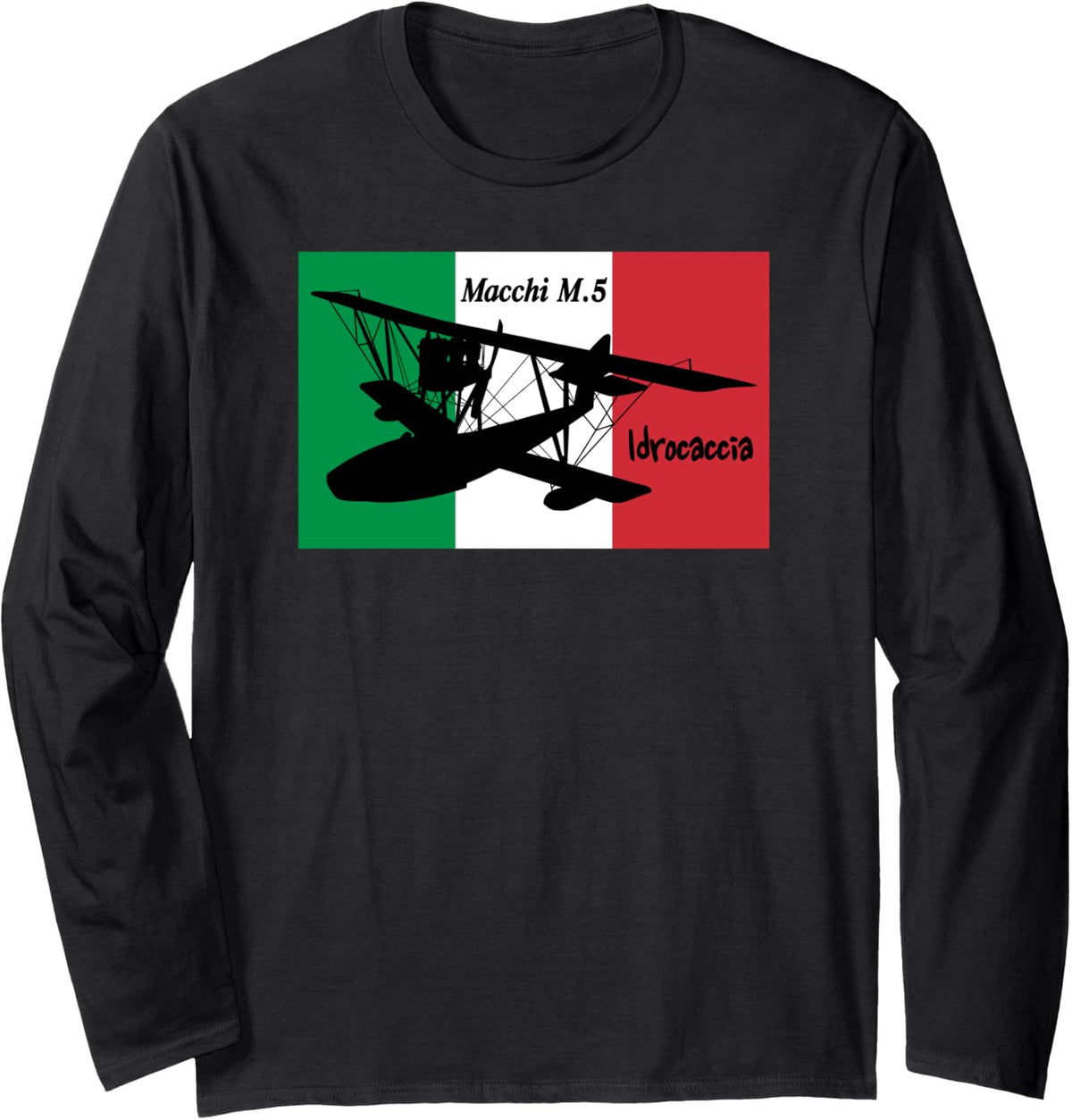 Macchi M 5 Italian WW1 Flying Boat Fighter Plane Long Sleeve Long Sleeve T Shirt Streetwear Style Best Seller Look