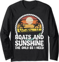 Boats and Sunshine the Only BS I Need Boating Captain Long Sleeve Long Sleeve T Shirt Viral TikTok Find Best Seller Look