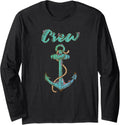 Crew Anchor Nautical Boating Captain Boater Vintage Sailors Long Sleeve Long Sleeve T Shirt Premium Print Everyday Wear