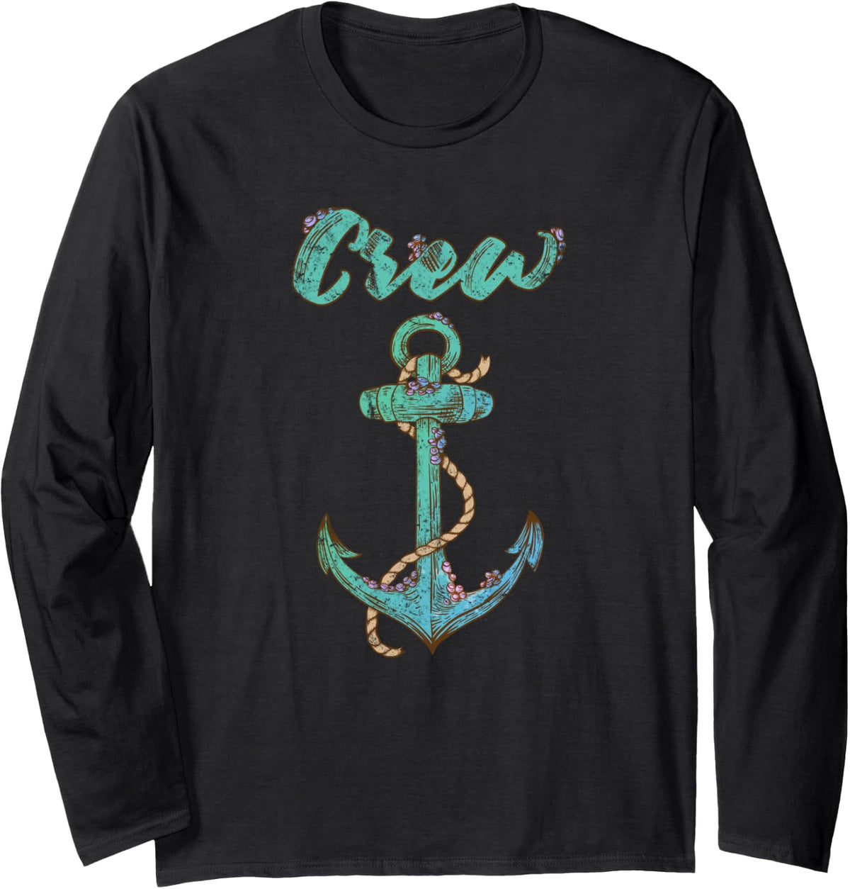 Crew Anchor Nautical Boating Captain Boater Vintage Sailors Long Sleeve Long Sleeve T Shirt Premium Print Everyday Wear