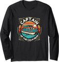 Captain Of The Calm Seas Pontoon Boating Tritoon Boat Long Sleeve Long Sleeve T Shirt Comfort Fit Gift Ready