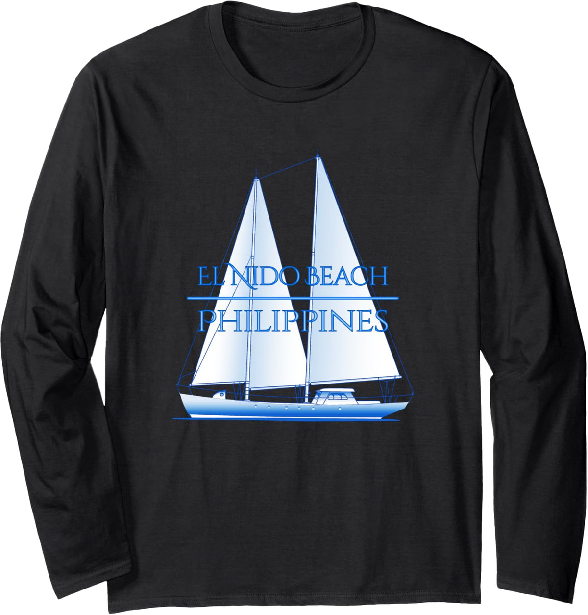 El Nido Beach Philippines Nautical Sailboat Boating Long Sleeve Long Sleeve T Shirt Premium Print Everyday Wear