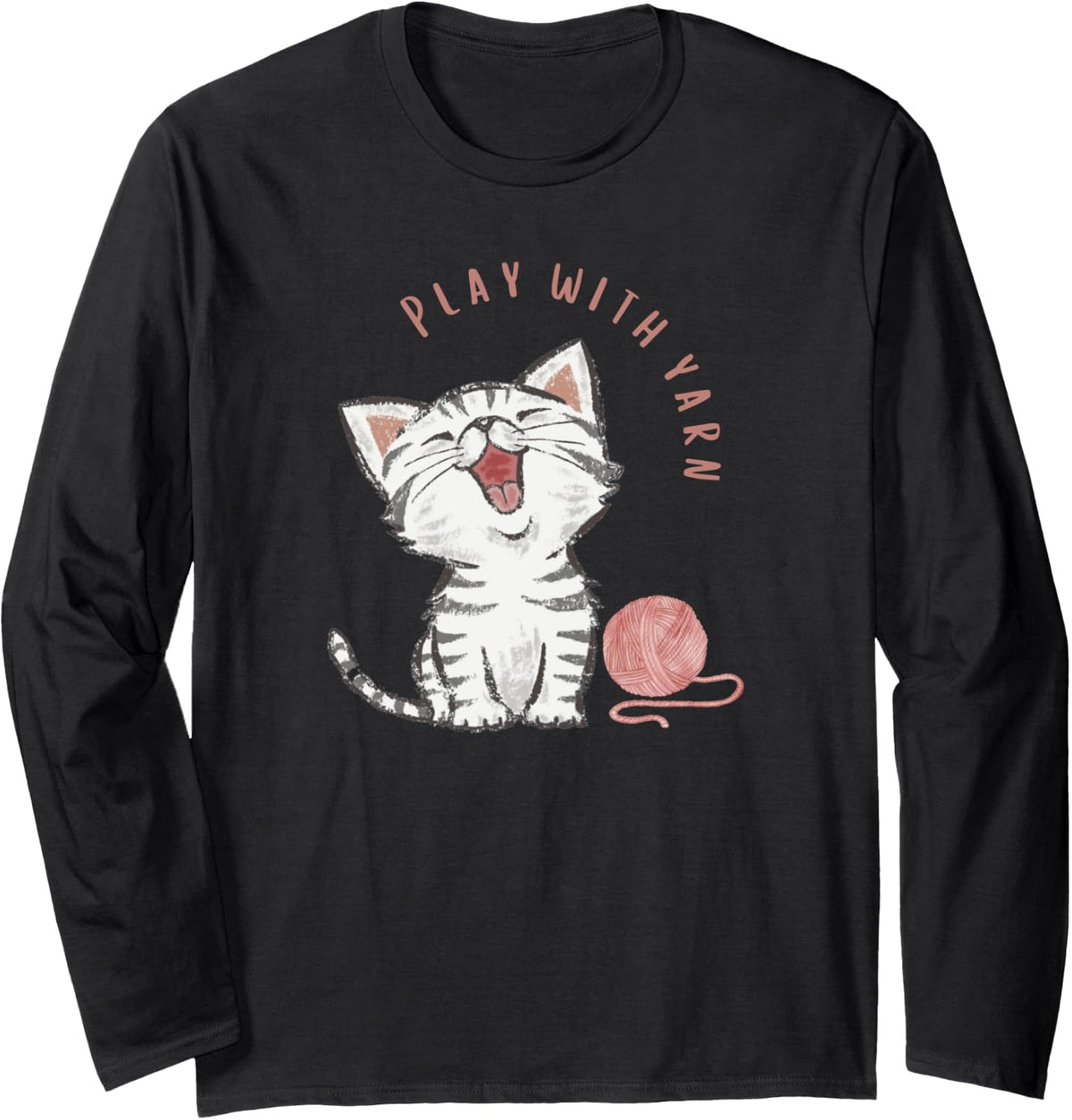Play With Yarn, Cute Kitten, Yarn Lover, Cat Lover, Knitter Long Sleeve Yarn Supply | Premium Quality | Perfect for C...