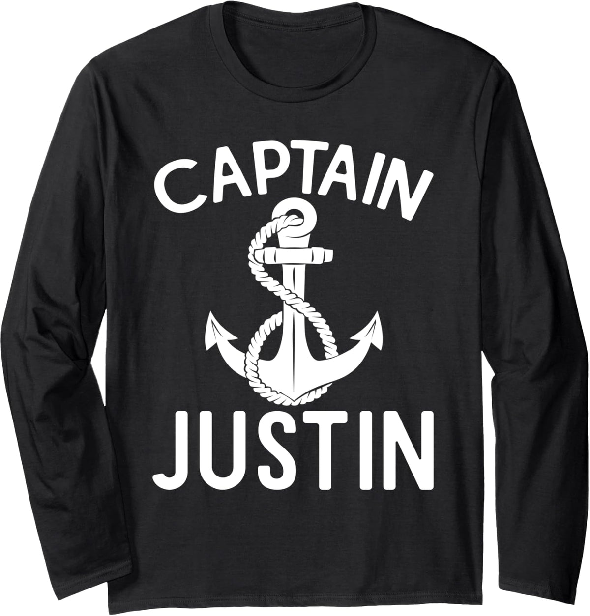 Captain Justin Ship Anchor Boating Boat Yacht Long Sleeve Long Sleeve T Shirt Trending US Hot Right Now