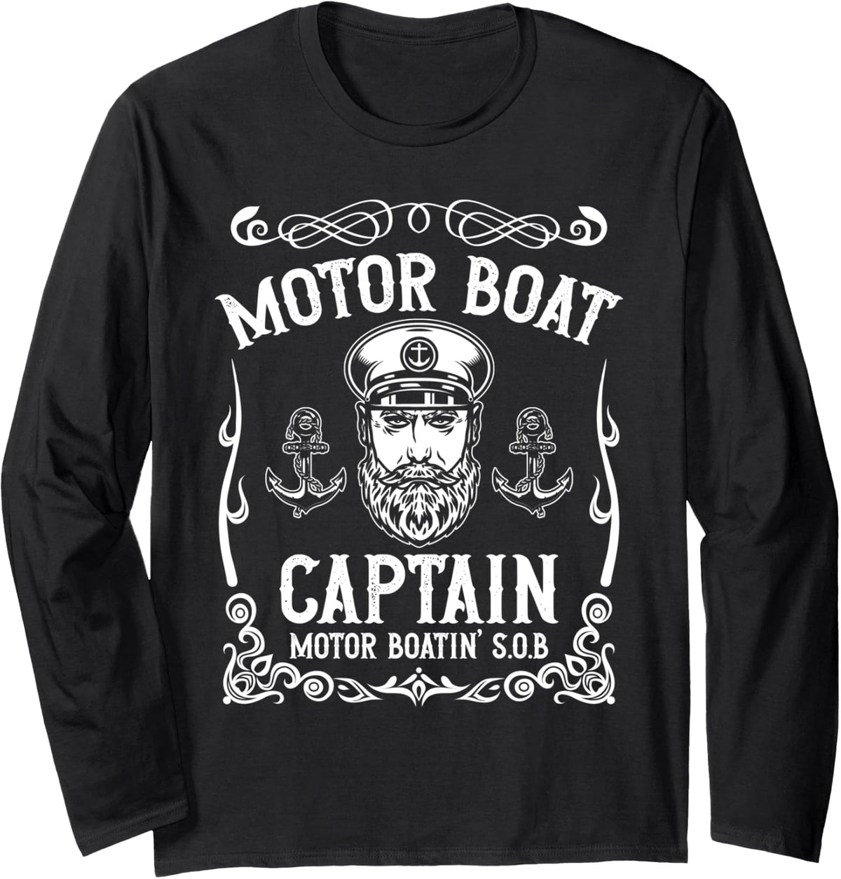 Motor Boat Captain Motorboating Anchor Sports Motorboat Long Sleeve Long Sleeve T Shirt Comfort Fit US Top Pick