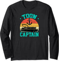 Toon Captain Tritoon Tri Toon Tri Toon Pontoon Boat Long Sleeve Long Sleeve T Shirt Premium Print Everyday Wear