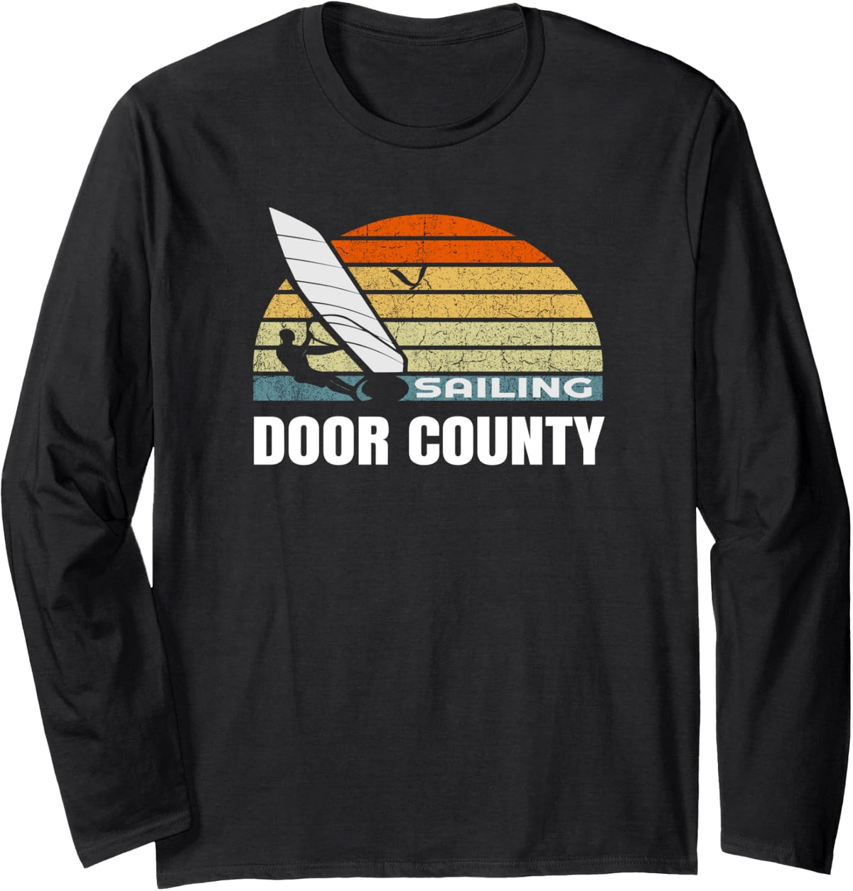 Men Door County WI Shirt 70s Throwback Vintage Sailboat Gift Long Sleeve Long Sleeve T Shirt High Search Demand Best Sel