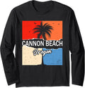 Retro Cannon Beach Oregon Riding Waves Long Sleeve Apparel | US Viral Style