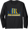 Swedish Viking Ship Sverige Sweden Viking Dragon Boat Long Sleeve Long Sleeve T Shirt Premium Print Fan Favorite