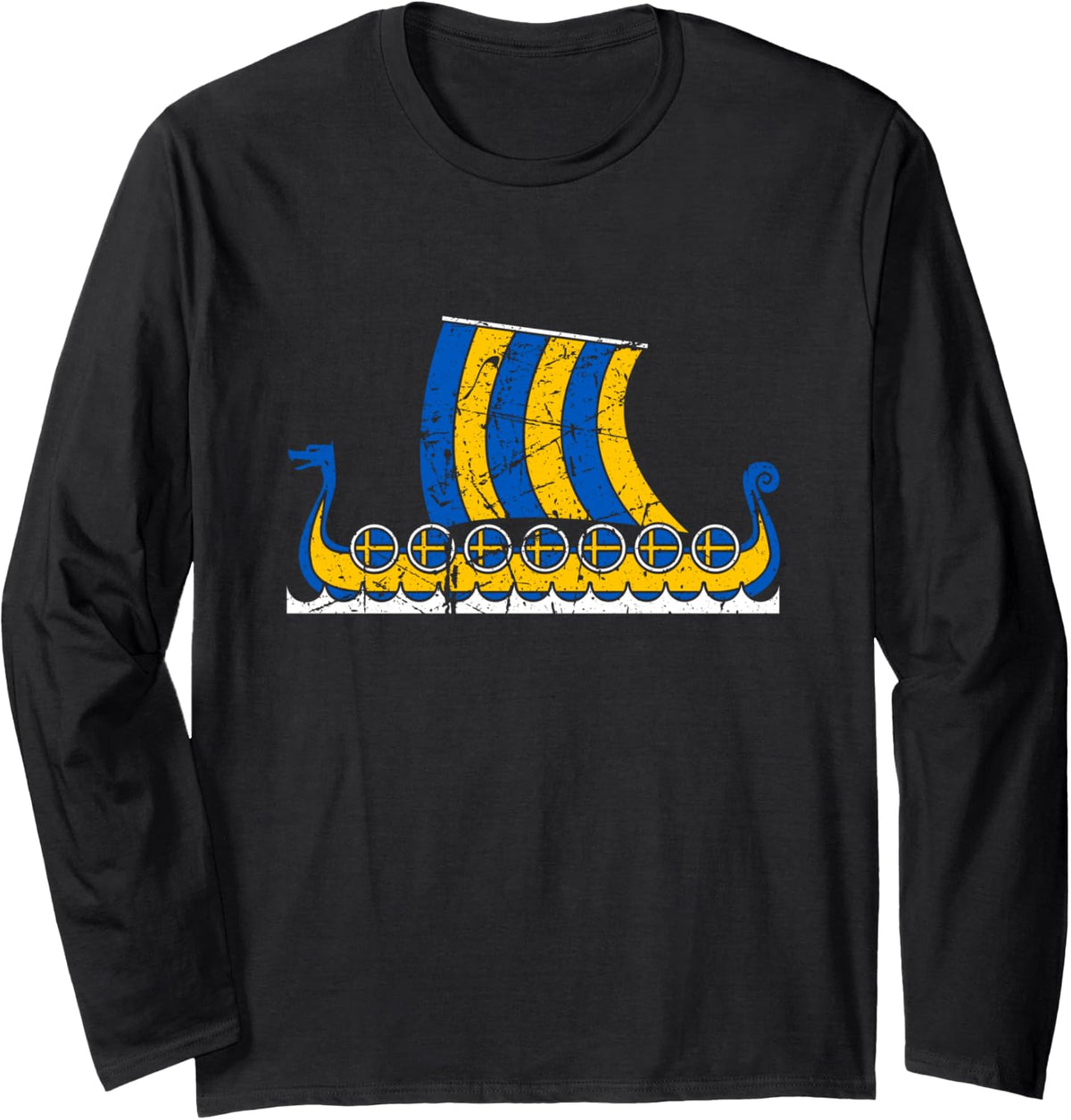 Swedish Viking Ship Sverige Sweden Viking Dragon Boat Long Sleeve Long Sleeve T Shirt Premium Print Fan Favorite
