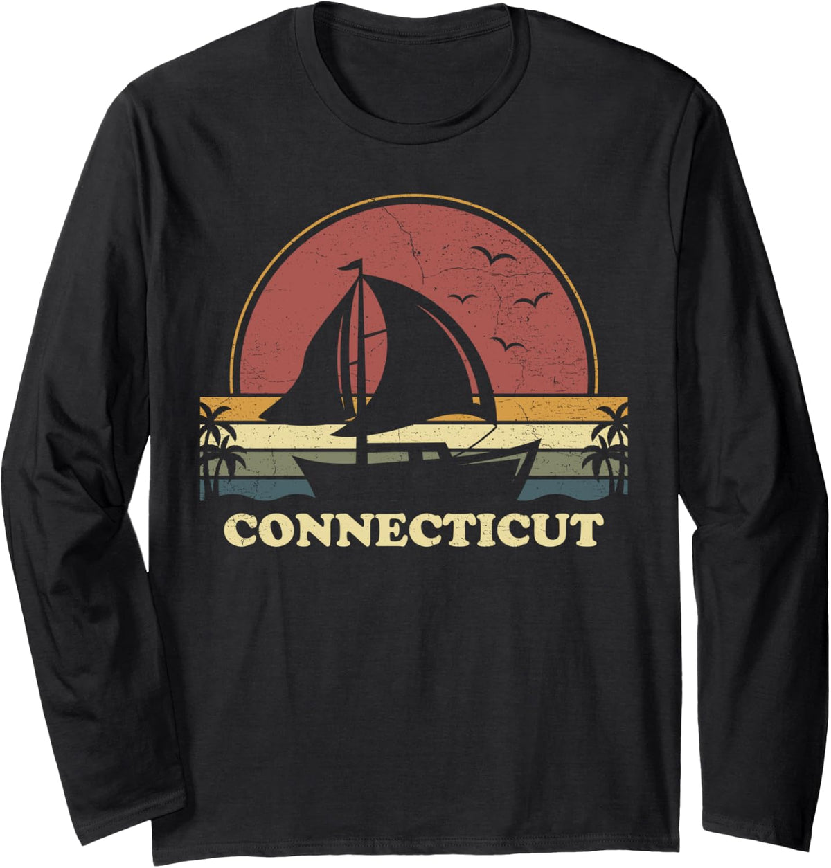 Vintage Connecticut Sailing Sailboat Summer Boating Sailor Long Sleeve Long Sleeve T Shirt Viral TikTok Find Everyday We