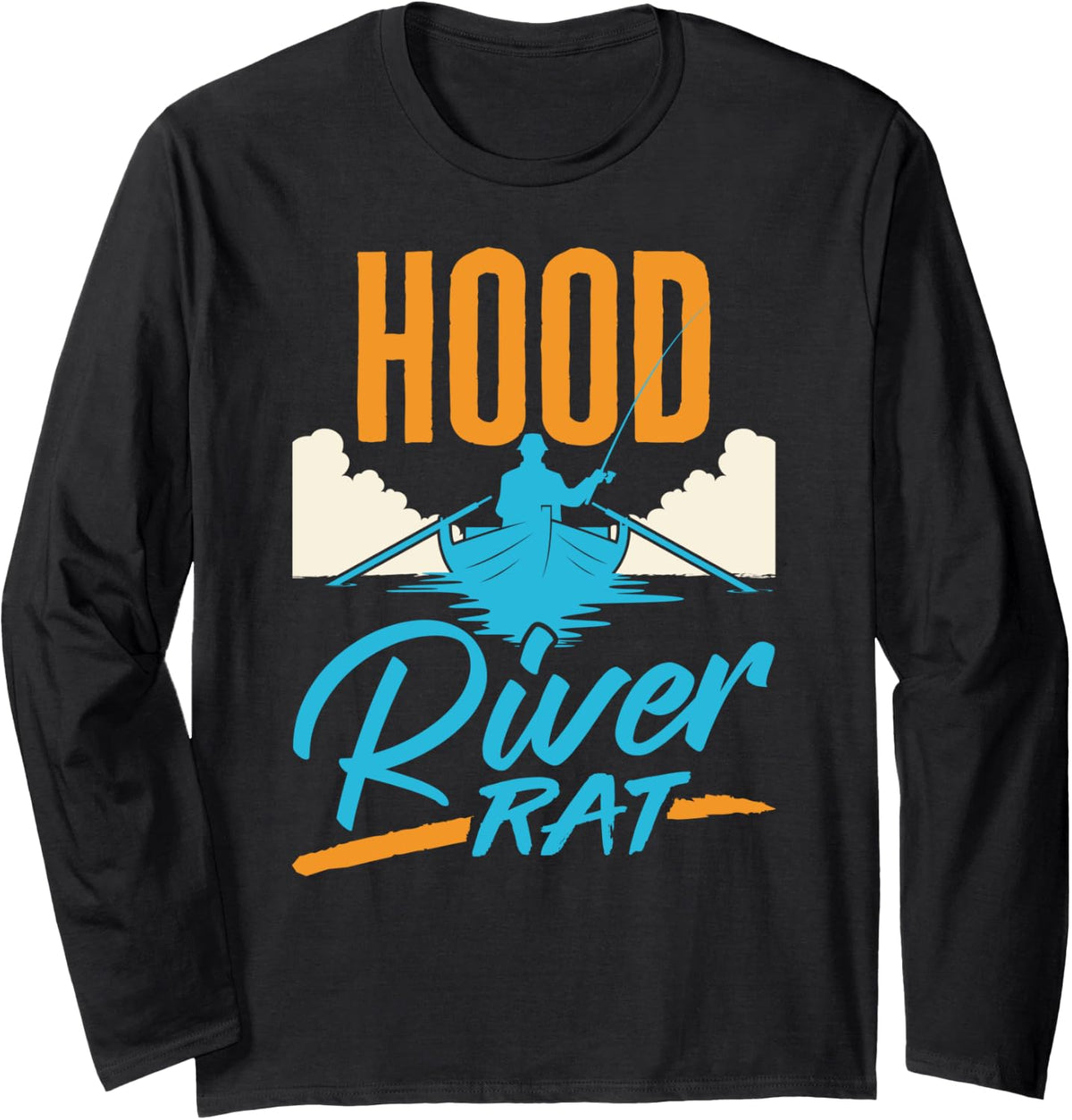 Hood River Rat Rafting Canoeing Fishing Boating Long Sleeve Long Sleeve T Shirt Comfort Fit Everyday Wear
