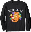 Cute Sleeping Cat Surrounded by Yarn Balls Long Sleeve Yarn Supply | Viral US Pick | Customer Favorite