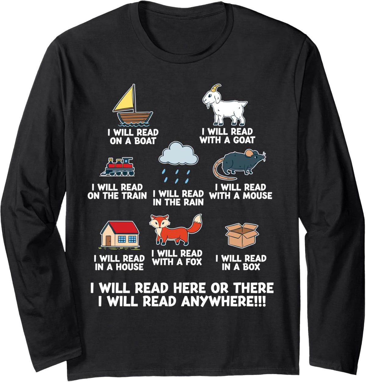 I Will Read Books On A Boat And Everywhere Reading Long Sleeve Long Sleeve T Shirt Streetwear Style US Top Pick