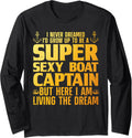 Cool Boat Captain For Men Women Sail Pontoon Boating Boater Long Sleeve Long Sleeve T Shirt Trending US Everyday Wear