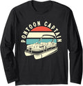 Retro Pontoon Captain Funny Vintage Boat Owner Gift Long Sleeve Long Sleeve T Shirt Streetwear Style Everyday Wear