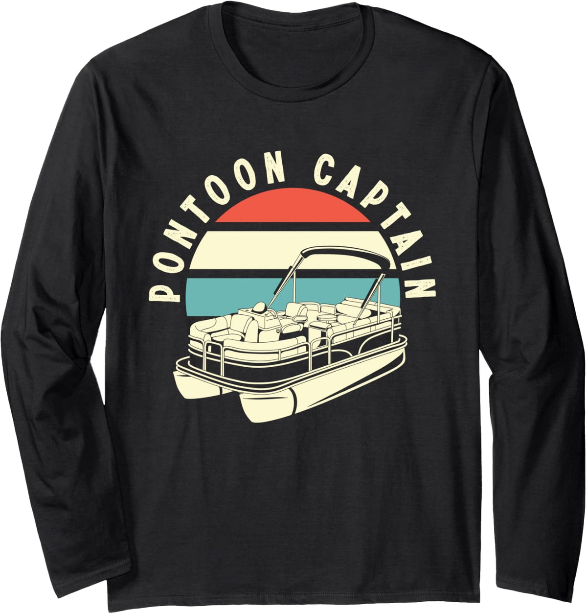Retro Pontoon Captain Funny Vintage Boat Owner Gift Long Sleeve Long Sleeve T Shirt Streetwear Style Everyday Wear
