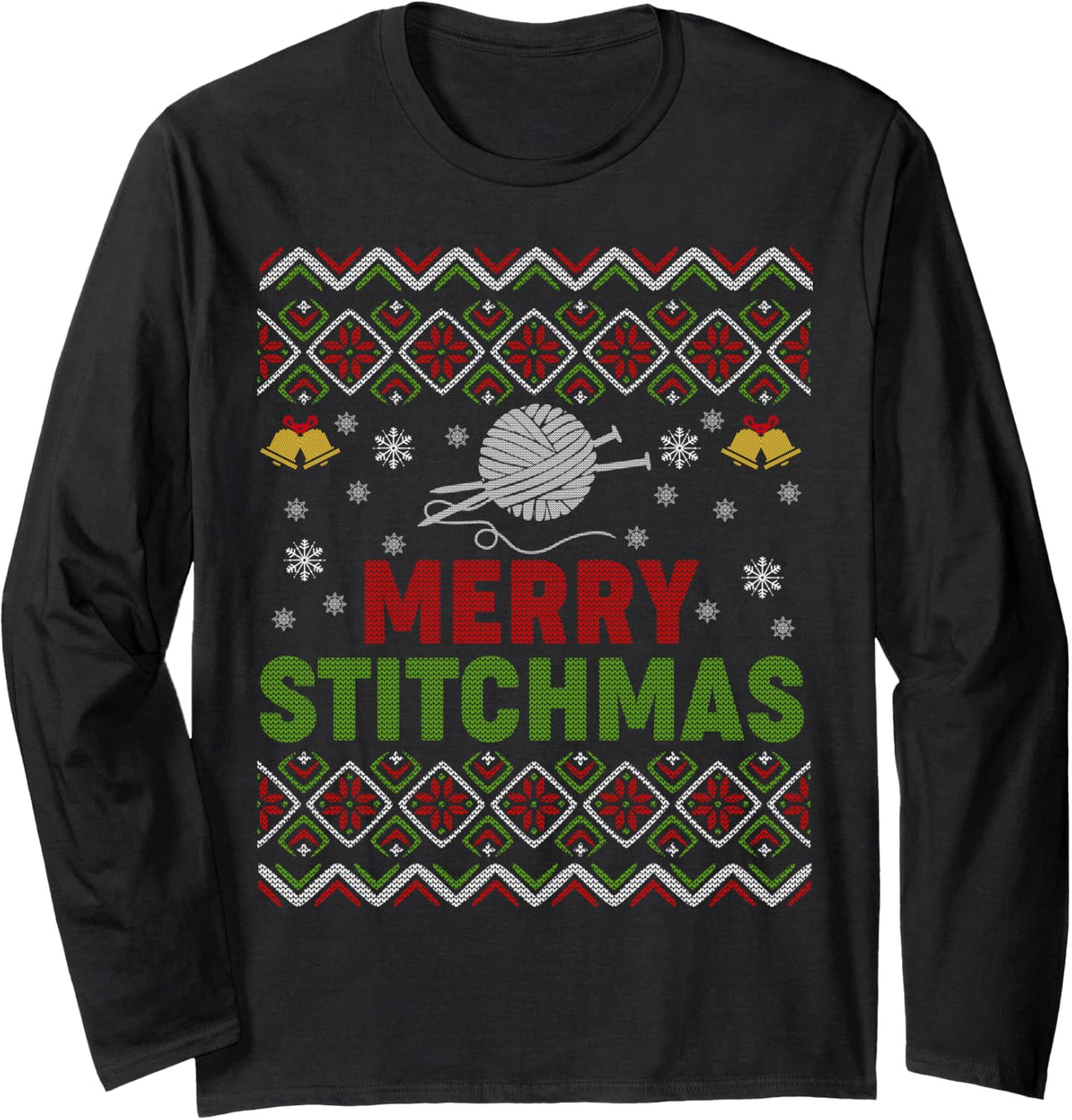 Merry Stitchmas Ugly Xmas Sweater Knitting Yarn Christmas Long Sleeve Sweater | Trending 2025 | High CTR Title