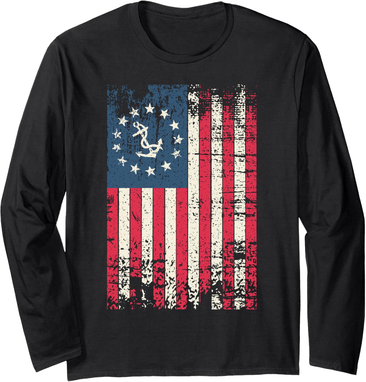 US Yacht Ensign Flag For Men Women Boat Club Long Sleeve Long Sleeve T Shirt Streetwear Style Everyday Wear
