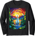 Cruising Sailboat Stained Glass Boat Sailing Long Sleeve Long Sleeve T Shirt Premium Print Fan Favorite