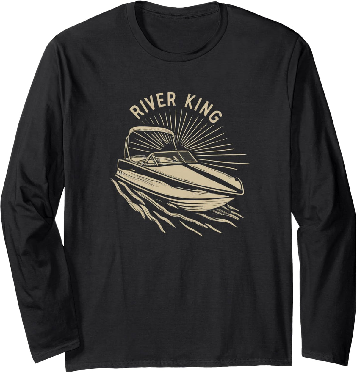 Sleek Vintage Ski Boat River King Long Sleeve Long Sleeve T Shirt Premium Print Gift Ready