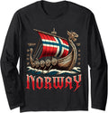 Norwey Boat Flag Norwegian Viking Ship Long Sleeve Long Sleeve T Shirt Premium Print Everyday Wear