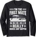 I m The First Mate of Pontoon Boat Distressed Novelty Long Sleeve Long Sleeve T Shirt High Search Demand US Top Pick