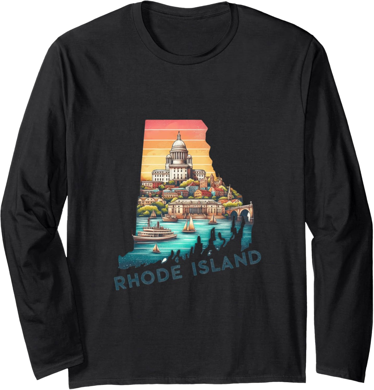 Rhode Island State Capitol Boats Sunset Long Sleeve Long Sleeve T Shirt Comfort Fit Fan Favorite