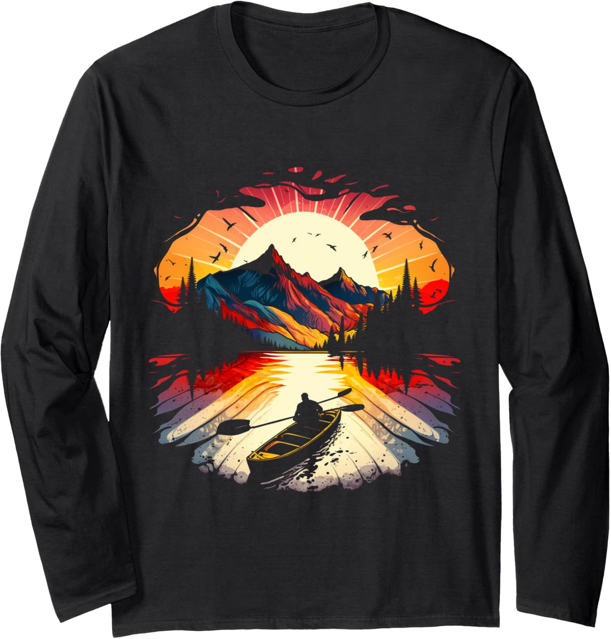 Cool Kayaking Outdoor Shirt Unique Kayak Boating Canoeing Long Sleeve Long Sleeve T Shirt Premium Print Everyday Wear