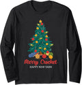 Funny Crocheting Christmas - Merry Crochet Happy New Yarn Long Sleeve Yarn Supply | Trending 2025 | High CTR Title