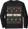 Ugly Xmas Sweater Merry Knitmas Knitting Yarn Christmas Long Sleeve Sweater | Trending 2025 | Customer Favorite