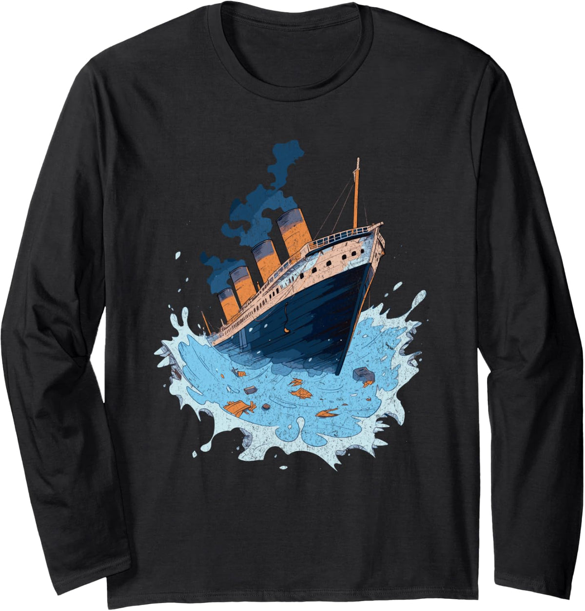 Sinking Ship Boating Cool Retro Vintage Ocean Sea Life Long Sleeve Long Sleeve T Shirt Streetwear Style Hot Right Now