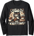 I Run on Tea and Knitting Knitters Yarn Yarn Knitting Lover Long Sleeve Yarn Supply | Premium Quality | Perfect for C...