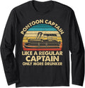 Funny Pontoon Captain Gifts Boat Boating Men Women Novelty Long Sleeve Long Sleeve T Shirt Viral TikTok Find US Top Pick