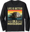 Cool Houseboat Design For Men Women Boat Houseboat Captain Long Sleeve Long Sleeve T Shirt Trending US Gift Ready