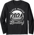 Retro I Love Motor Boating Vintage Funny Boat Owners Boaters Long Sleeve Long Sleeve T Shirt Viral TikTok Find Fan Favor