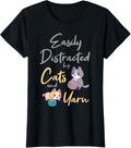 Easily Distracted By Cats And Yarn Cat Crochet Knitting Yarn Supply | Trending 2025 | Customer Favorite
