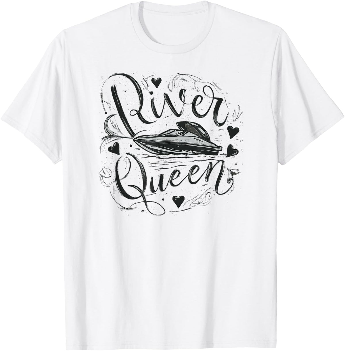 Stylish Sketched River Queen Ski Boat Apparel Premium Print US Top Pick