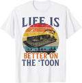 Pontoon Tshirt Vintage White Pontoon Captain Boating Funny T Shirt Premium Print Hot Right Now