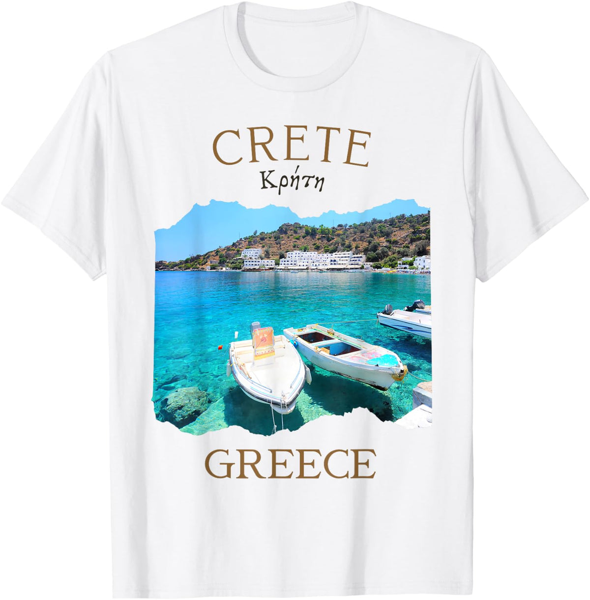 Greek Island Crete Greece Loutro Harbour Greek Boats Apparel Comfort Fit Gift Ready