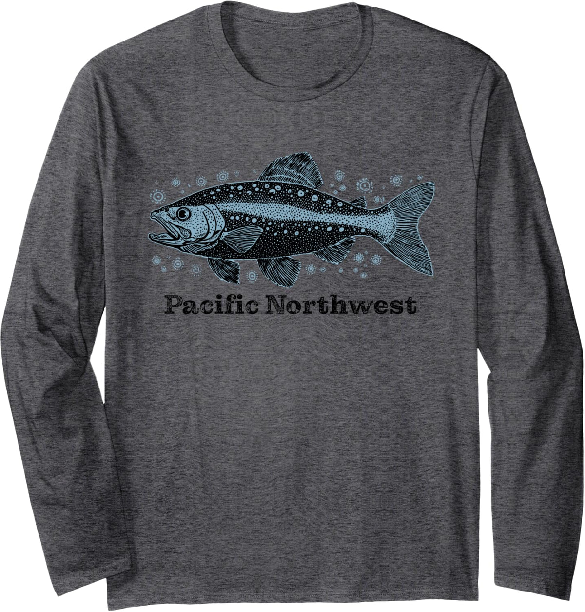 Pacific Northwest Salmon Design Fishing Boating PNW Coastal Long Sleeve Long Sleeve T Shirt Viral TikTok Find Gift Ready