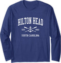 Hilton Head Island SC Vintage Crossed Oars Boat Anchor Spo Long Sleeve Long Sleeve T Shirt Comfort Fit Everyday Wear
