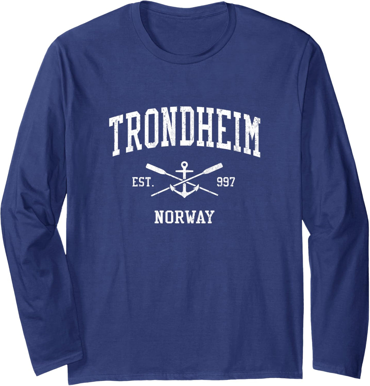 Trondheim Vintage Crossed Oars Boat Anchor Sports Long Sleeve Long Sleeve T Shirt Viral TikTok Find Gift Ready