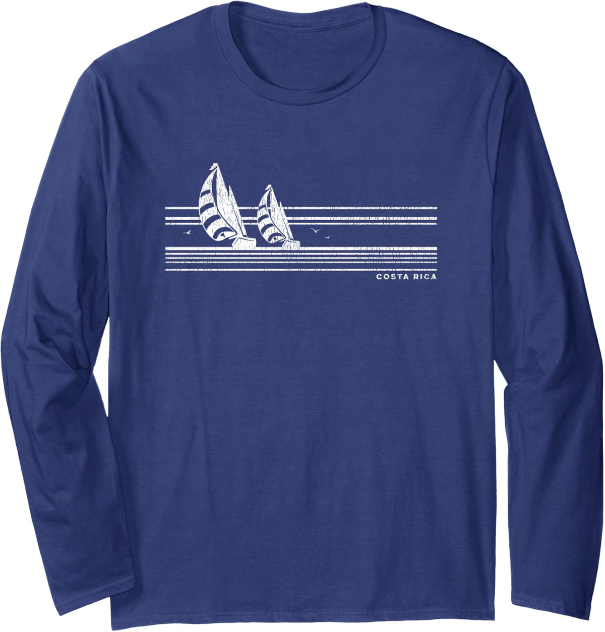 Costa Rica Vintage Sailing 70s Nautical Sailboat Long Sleeve Long Sleeve T Shirt Viral TikTok Find US Top Pick